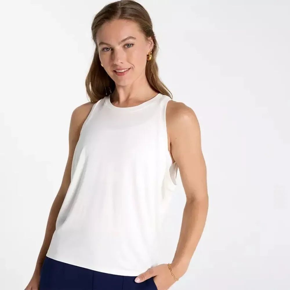 Calia by Carrie Underwood Everyday Sandwash White Sleeveless Crewneck Tank Top